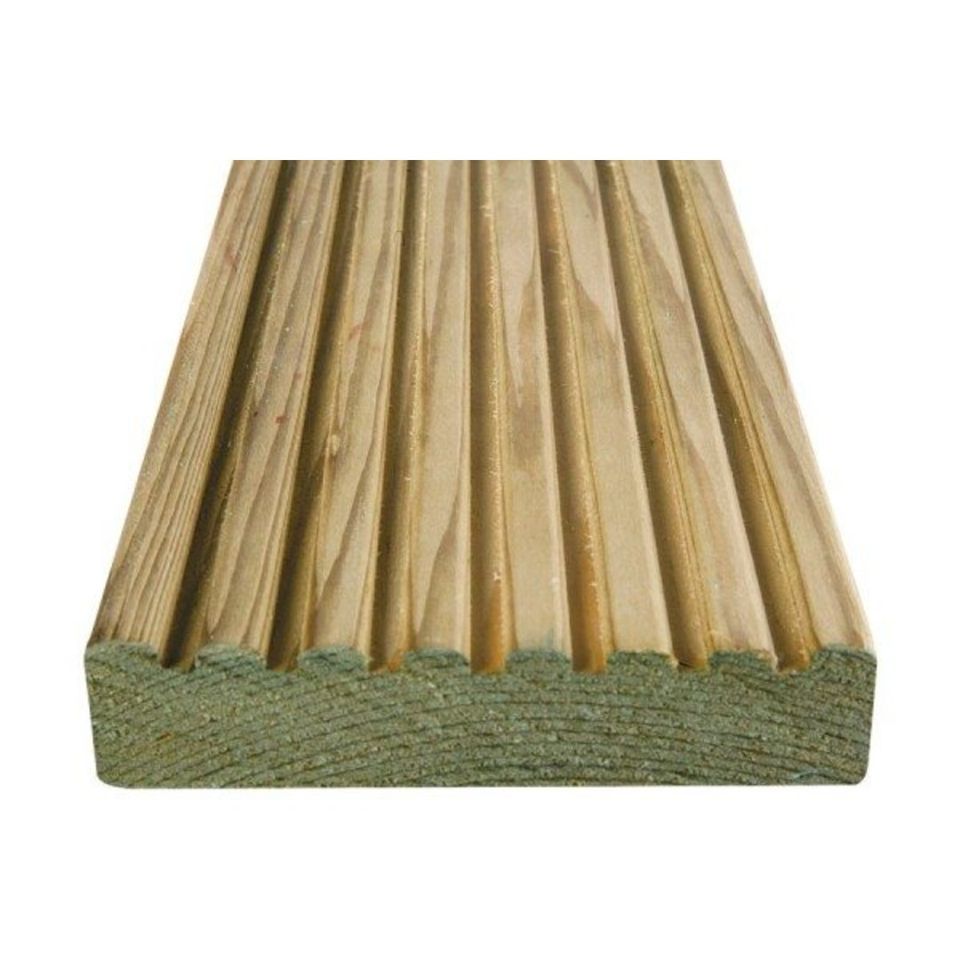 32 x 125mm Softwood Decking Green Tannalised (28x120mm finished size)