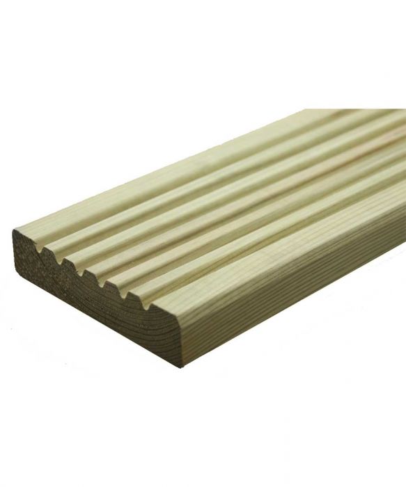 32 x 125mm Softwood Decking (DW2871) Green Tannalised (28x120mm finished size)